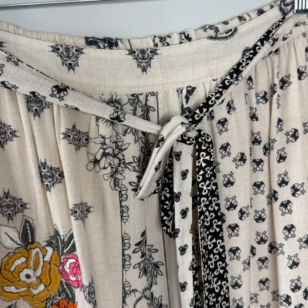 Anthropologie Vineet Bahl Devi Embroidered Midi Skirt Womens M Beige Boho Chic - Picture 6 of 14